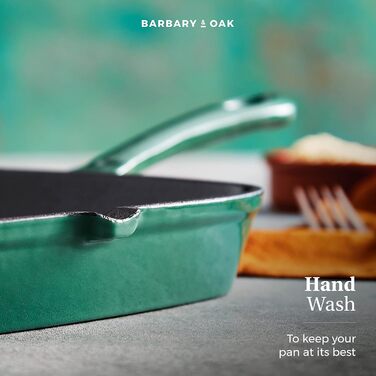 Сковорода-гриль Barbary & Oak BO800256GRN з емальованим покриттям, 23 см, зелений