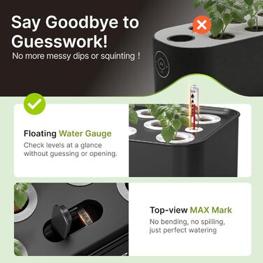 SUNCOZE Гідропонна система вирощування, набір для вирощування трав в приміщенні з LED-лампою, Smart Garden на 12 касет, 4L резервуар для води, регульована висота, тиха інтелектуальна помпа, для дому, кухні, чорний