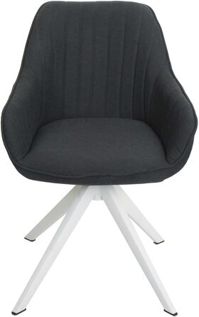 Стільці для їдальні Mendler HWC-K27, кухонні стільці з підлокітниками, поворотні, тканина, темно-сірий