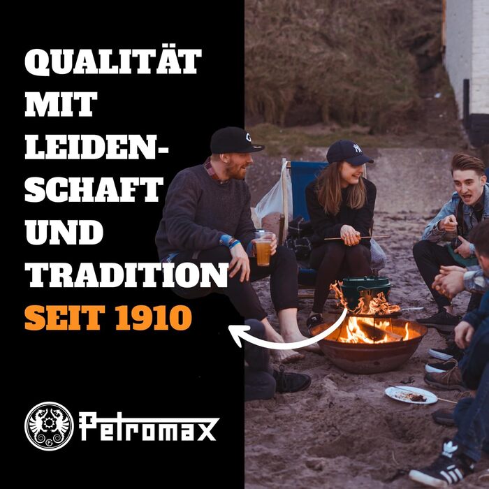 Набір Dutch Oven Petromax Feuertopf ft9-t: чавунний казан 7,5 л з плоским дном, підставкою, піднімачем кришки, пастою для догляду та скребком для гриля та відкритого вогню