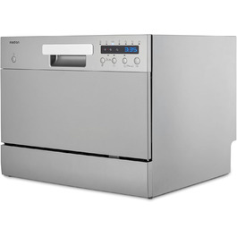 Посудомийна машина MEDION DWT60, 6 комплектів, 7 програм, ECO, AquaStop, LED дисплей, захист від дітей, срібна