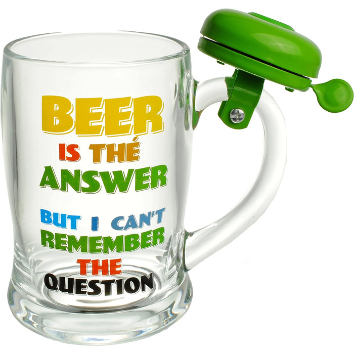 Ука Пивний кухоль зі знімним дзвіночком - Beer is The Answer - Скло - 400 мл