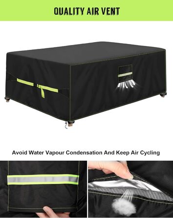 Накладка для садово-патіо меблів зимова, 420D Oxford, 250x150x90 см, водовідштовхуюча, UV-стійка, з вентиляційними отворами