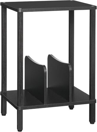 HOOBRO Стійка для програвача, полиця для платівок, приліжкова тумбочка, полиця для платівок з перегородками, органайзер для платівок, до 100 альбомів, для вітальні, чорний EBK05RS01