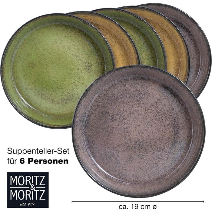 Набір посуду Moritz & Moritz VIDA 18шт на 6 персон Елегантна тарілка з високоякісної порцеляни Набір посуду, що складається з 6 обідніх тарілок, 6 десертних тарілок, 6 супових тарілок (6 супових тарілок)