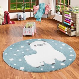 Килимок дитячий Pergamon Maui Kids Alpaca Pastel Blue Round, 3 розміри 160 см