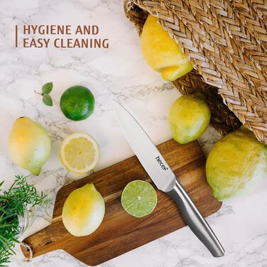 Набір ножів Hecef 6 предметів з підставкою, нержавіюча сталь, кухонні ножі, ергономічні ручки, подарункова коробка