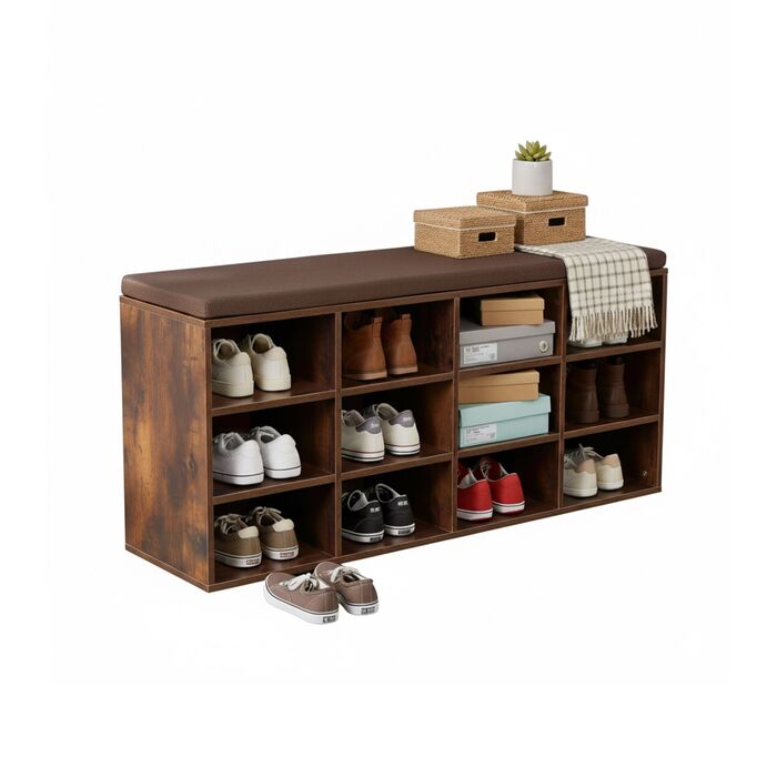 Підставка для взуття Relaxdays з м'яким сидінням та відкритими полицями