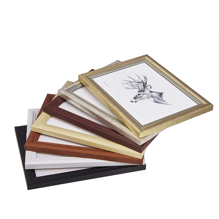 Набір рамок для фотографій WOLTU 10 шт. , дерев'яна рамка в стилі Артос 10x15 см, скляна панель для фотогалереї, золото