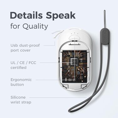 Електричні грілки для рук OCOOPA 2 шт. з магнітною застібкою, 5000mAh, 3 режими нагріву, компактні, для рукавичок, сумки, зимові аксесуари, подарунки для чоловіків та жінок, фіолетовий/білий