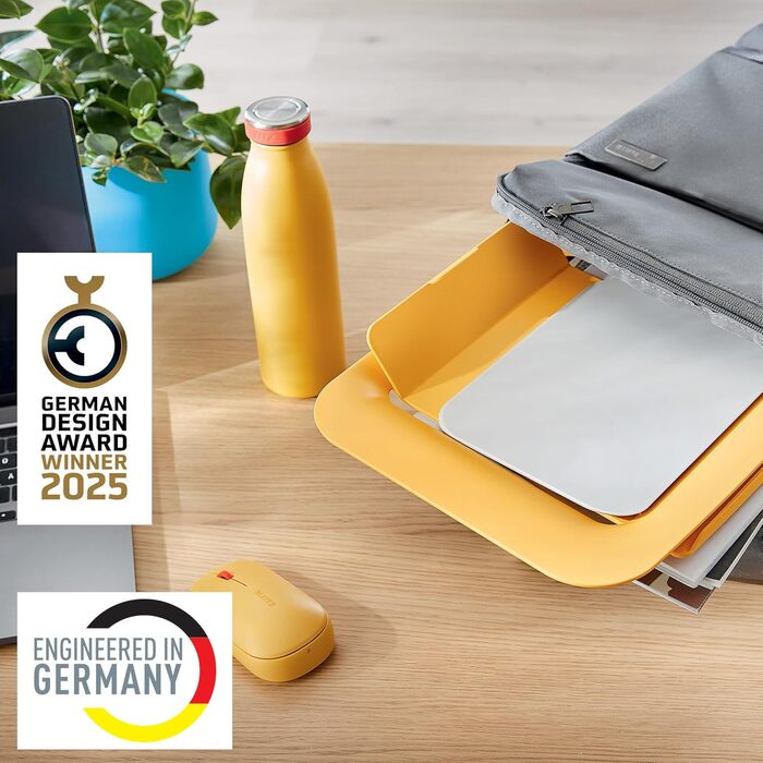 Підставка для ноутбука Leitz Ergo, регульована по висоті, для ноутбуків 13'-15', з 80% переробленого пластику, 6 положень висоти та кута, компактна, 100% перероблювана, артикул 64240089 (Стандарт, Теплий жовтий)
