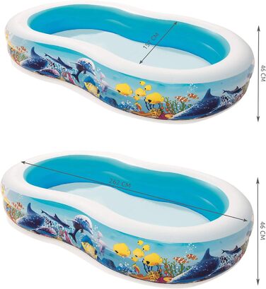 Надувний сімейний басейн Bestway Sea Ground 262x157x46 см