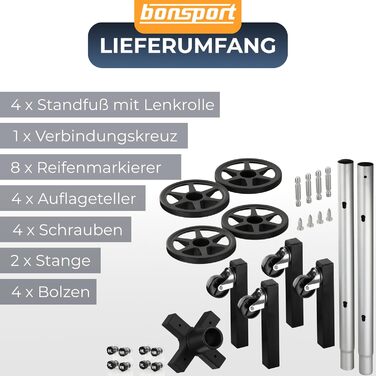Стійка для шин Bonsport, до 225 мм, на колесах - органайзер для 8 шин з маркерами, вантажопідйомність 100 кг