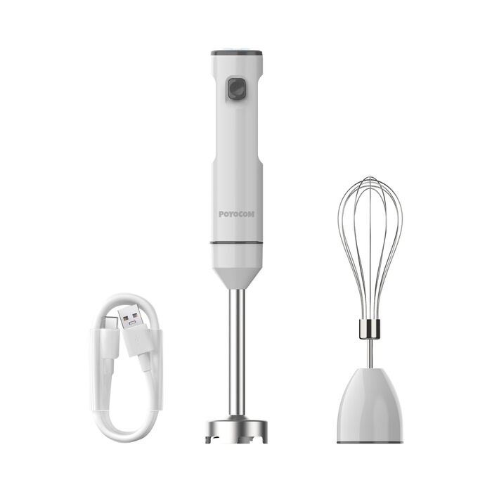 Бездротовий занурювальний блендер з USB-C кабелем для приготування смузі, молочних коктейлів, хумусу, дитячого харчування та супів - білий