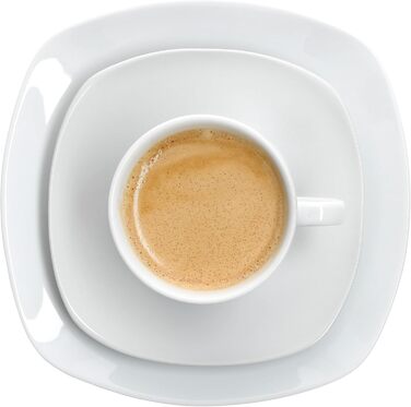 MamboCat Lotta - Комплект кавового сервісу на 6 осіб (18 предметів) | Біле порцелянове кавове сервісу | 6 чашок 170мл, 6 підстаканників, 6 тарілок | Для дому, ресторану, готелю