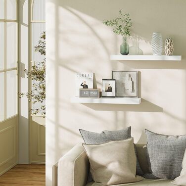 Полиці настінні BAMEOS, комплект з 2 шт, 60 см, білі - декор для ванної, кухні, вітальні, спальні