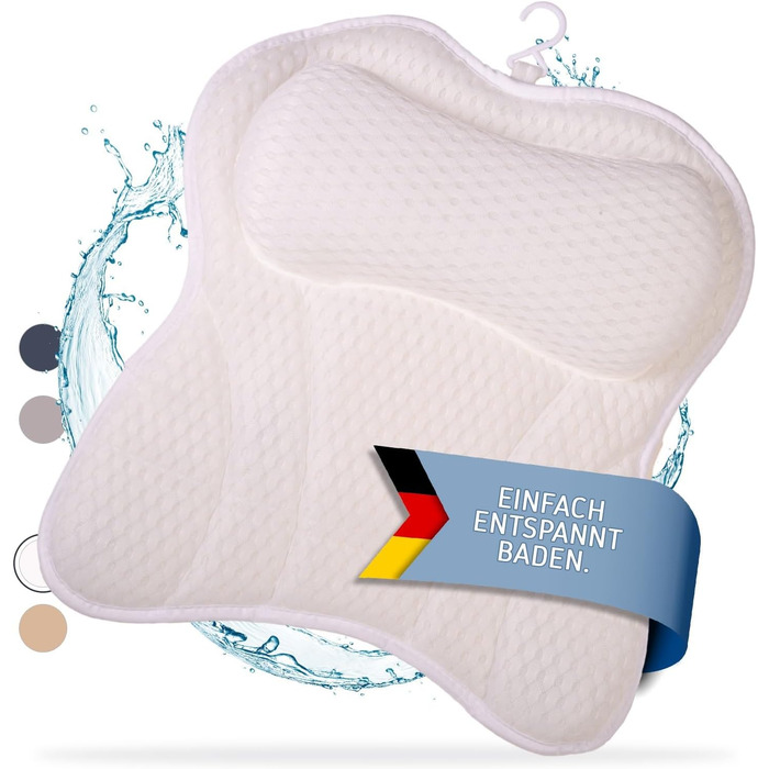 Преміум подушка для ванни з підголовником та підтримкою шиї | Ергономічна подушка для ванни з присосками | Синій (Білий)
