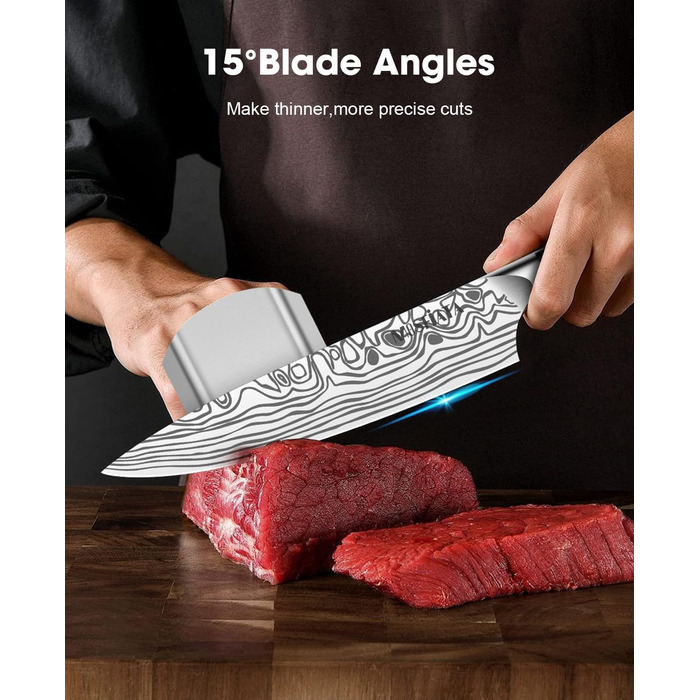 MOSFiATA Набір кухонних ножів: ніж шеф-кухаря та сантку, з нержавіючої сталі, професійний, з подарунковою коробкою