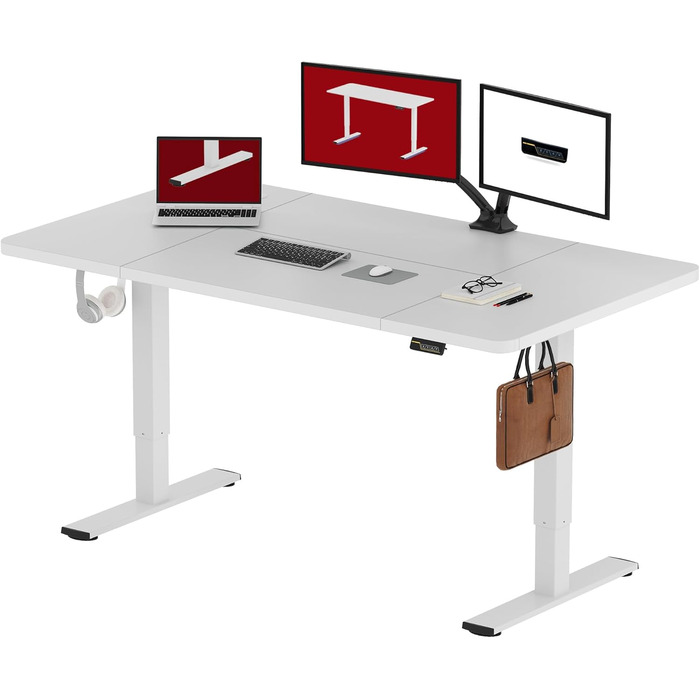 Стол для роботи Sanodesk 160x60 см, регульована висота, електричний, ергономічний, з пам'яттю, білий