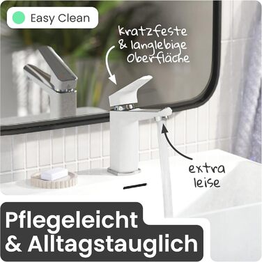 Змішувач для умивальника Instmaier Amelie | Змішувач для ванної кімнати | Однорідний змішувач з латуні (білий / хром)