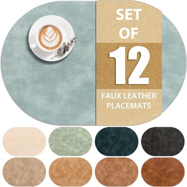 Підставки під тарілки ADRIMER, 6 шт., водонепроникні, миючіся, PU, 30.5 x 43.2 см, блакитні