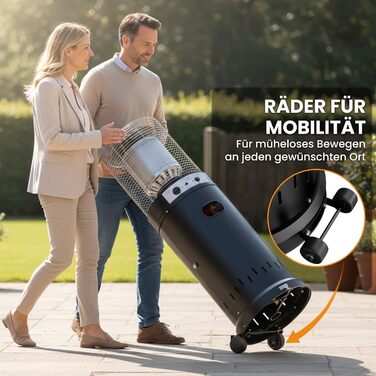 Газовий обігрівач для тераси Heizpilz - 11 кВт, Propan, для саду та тераси, чорний, з регулятором та шлангом 36L x 36W x 137H cm (Газовий балон не входить у комплект)