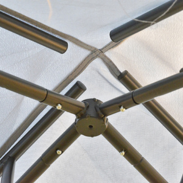 Газонний павільйон з подвійним дахом, 3x2 м, водонепроникний, стійкий до зимових умов. Металевий садовий павільйон з москітною сіткою та боковими панелями, ідеально підходить для саду, тераси. Колір: світло-сірий.