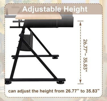 Регульований стіл для малювання, мольберт для художників, стіл для малювання з нахиленою поверхнею 0-80°, стіл для творчості з ящиками для дітей та дорослих