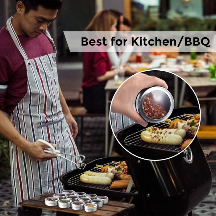 Набір контейнерів для спецій з кріпленням на стіну, 12 штук, нержавіюча сталь, з етикетками