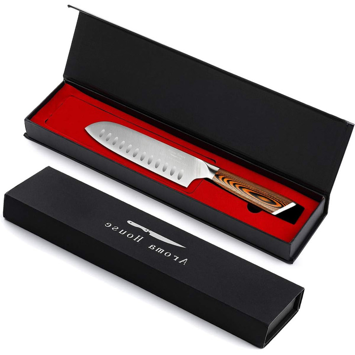 Професійний ніж для кухні Nakiri, 7 дюймів, ніж-сіка, з нержавіючої сталі з високим вмістом вуглецю, надзвичайно гострий, для кухні та ресторану (ніж Сантоку)