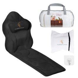 Подушка для ванни повний корпус (126x41 см) з підголівком (13 см) - біла (темно-сіра) - підтримка шиї, спини та ніг + сумка для прання та подорожі