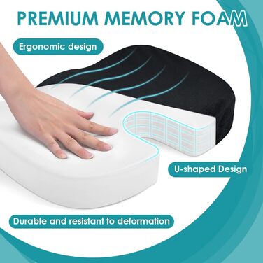 Ортопедична подушка для сидіння Memory Foam для стільця, авто, офісу, дому - HomDSim, чорна