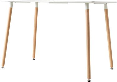 Стіл обідній GrandCA HOME прямокутний, 110x70x75 см, білий. Масивне дерево, MDF, для кухні/вітальні
