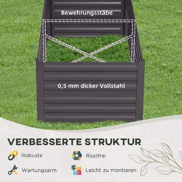 Гарний горщик для рослин, зручний квітник для посадки, догляду та вирощування, піднятий квітник, сталь, темно-сірий