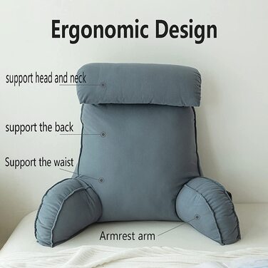 Підголовник HEATHE з підлокітниками, спинка для ліжка, подушка для читання з знімною подушкою для шиї та знімним чохлом, для читання або ігор на ліжку/дивані/підлозі Dream Orange 75×40×50cm (без підголівника)