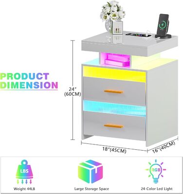 Приліжкове світлодіодне освітлення Lvifur, розумний датчик, USB&Type-C, 2 шухляди, бездротовий, з можливістю затемнення, чорний