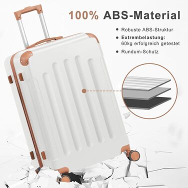 Набір валіз LEADZM 4 шт. з твердим корпусом (ABS), з колесами, для подорожей (бежево-коричневий, смугастий)