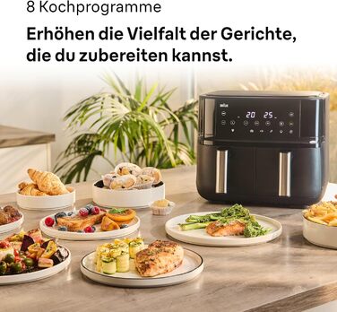 Фритюрниця повітряна Braun MultiFry 3 HF 3030, 4.3 л, 1500 Вт, цифрове керування, 8 програм, чорна
