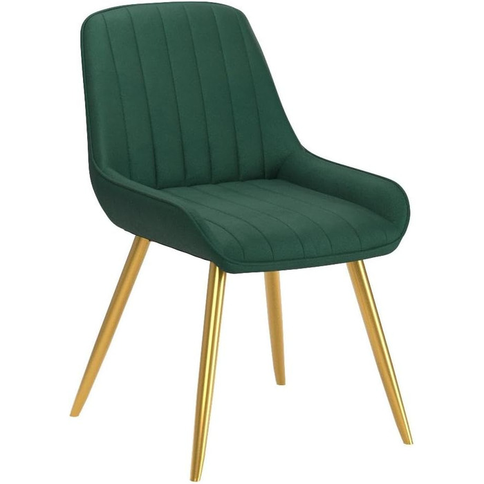 Набір з 2 стільців Lestarain для їдальні, вітальні, кухні. Ретро стільці з м'яким сидінням з оксамиту та металевими ніжками, до 150 кг, темно-зелений оксамит