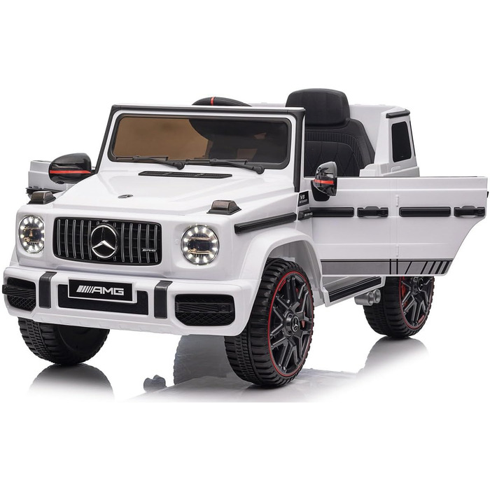 Дитячий електромобіль Mercedes G63 AMG 4x4, 180 Вт, шкіряне сидіння, EVA-колеса, 12V 9Ah, пульт, білий