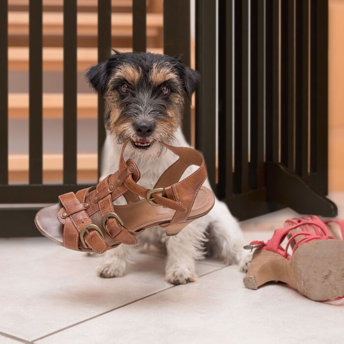 Захисний бар'єр Relaxdays коричневого кольору з дверцятами, висотою 70 см