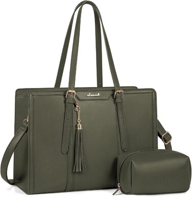 Сумка для ноутбука LOVEVOOK 15.6 дюймів, велика містка, на плечі/через тіло, канвас, для жінок, офіс, ділові поїздки, школа