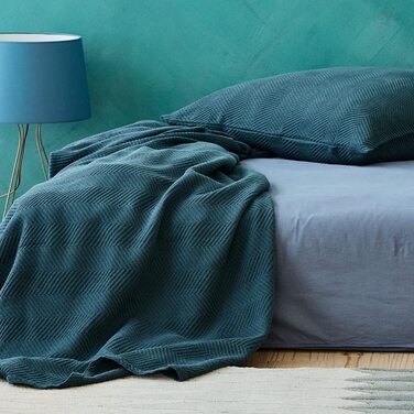 Покривало URBANARA Lixa-100 чиста бавовна, текстуроване покривало у вигляді ялинки, ковдра, покривало для ліжка, покривало для дивана, Бавовняна ковдра (натуральне, 275 х 265 см)