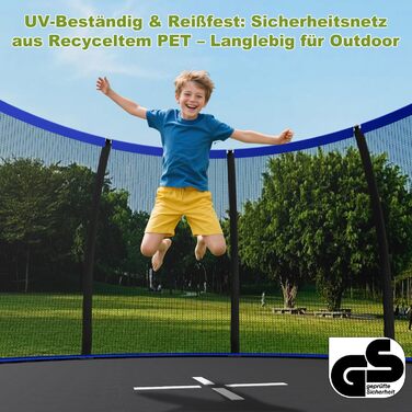 Батут садовий Devoko Ø305 см з захисною сіткою та драбиною, блакитний - для дітей та дорослих, сертифікат GS