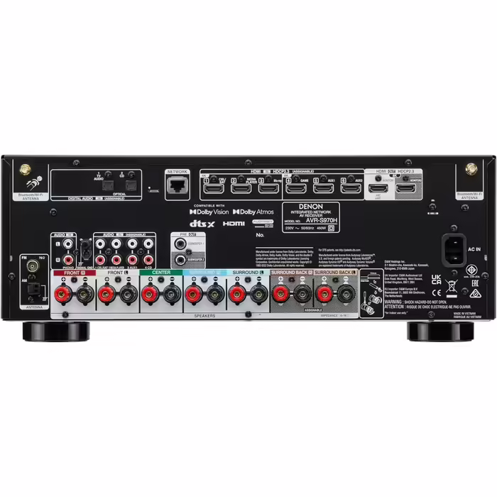 Denon AVR-S970H AV-ресівер 7.2, Hi-Fi підсилювач з Dolby Atmos, DTS:X, 8K HDMI, Bluetooth, Wi-Fi, AirPlay 2, HEOS, Alexa, чорний