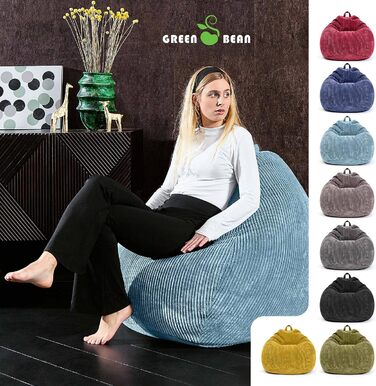 Зелена квасоля Indoor Beanbag 90x110 см EPS Намистини Наповнювач і вельветова тканина Приємно м'яка Можна прати - Подушки для підлоги в приміщенні Подушки для відпочинку Подушки для сидіння Пуфи Крісла для відпочинку Дитячі дорослі Тканина Світло-блакитна