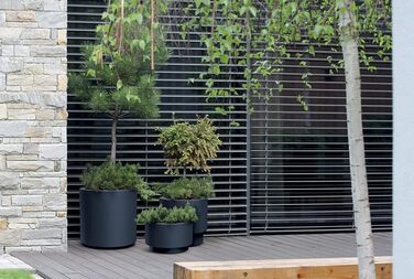 Пластиковий горщик для квітів Tymar з вкладишем, великий (Антрацит DBHER, діаметр 30 см)