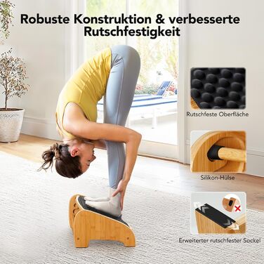 Підставка для ніг під стіл HUANUO бамбукова, ергономічна, 4 положення висоти та кута, масажна поверхня, протиковзна, для дому та офісу