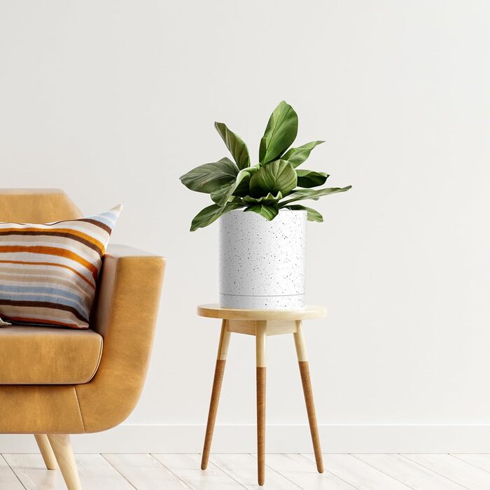 5 шт. Набір горщиків для квітів з підставкою, 17.8/15.2/14/12.7/10.2 см, пластикові горщики для рослин, гідропоніка, набір горщиків для квітів, ідеально підходить для внутрішніх та балконних садів, зелений з коричневим піддоном (7+6+5.5+5+4 дюйми (5 шт), білий спрей)