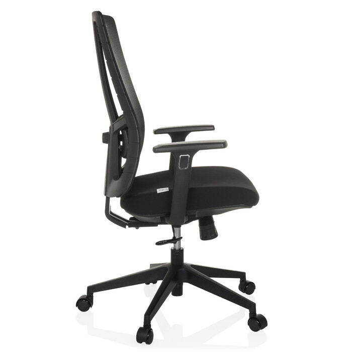 Офісне крісло / Крісло з поворотним механізмом TRAMORE BASE з тканиною для сидіння / сіткою для спинки, чорного кольору, hjh OFFICE